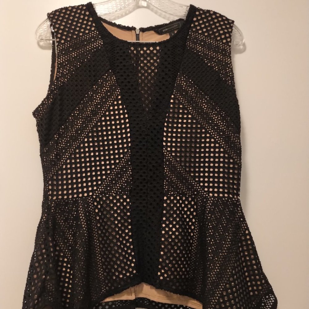 BCBG Black top handkerchief hem black size medium